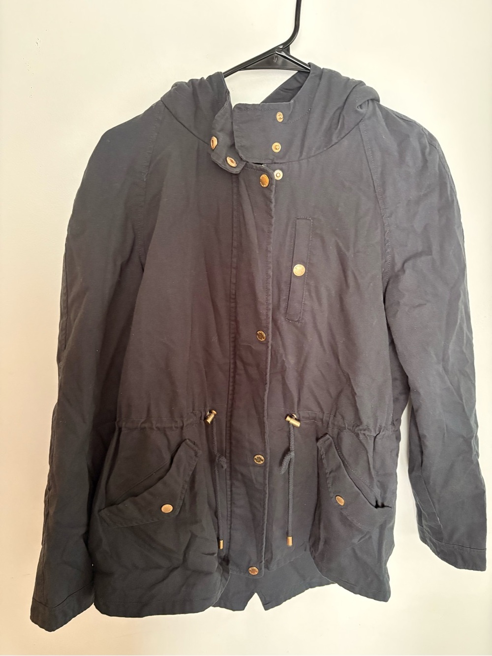Collection B Black Hooded Utility Jacket with Gold-Tone Hardware